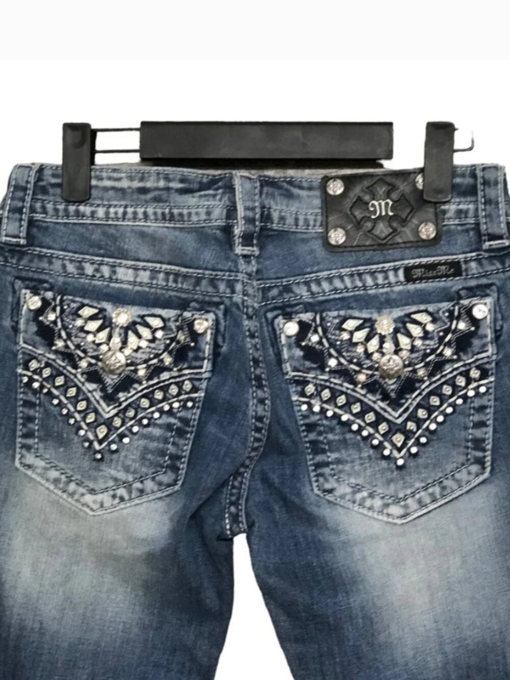 Miss Me Womens Boot Cut Bling Pocket Denim Jeans Size 28 Short NEW